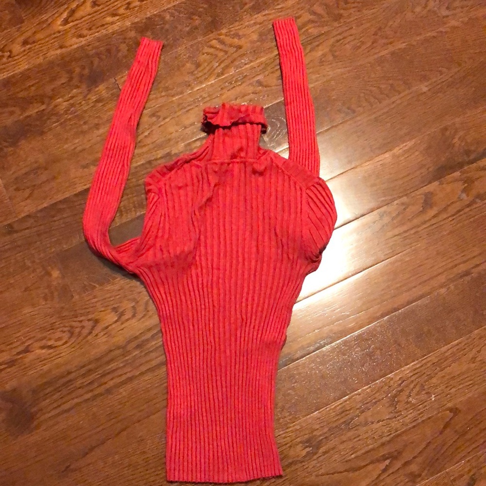 Red turtleneck sweater